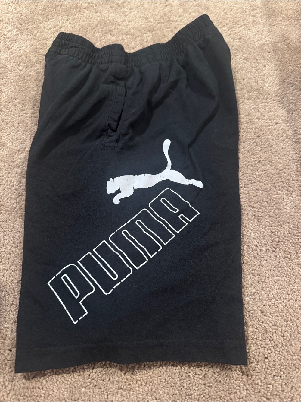Puma Black Shorts with White Logo Print